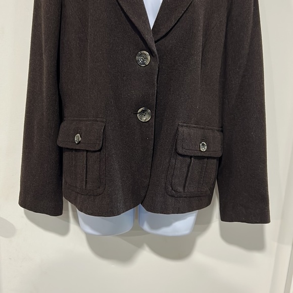 Eddie Bauer Chocolate Brown Wool Blazer Jacket Size 12 - Picture 3 of 11
